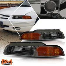 For 95-00 Chrysler Cirrus/Dodge Stratus Headlight/Lamp Smoked Housing Amber Side