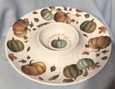 208 Park Fall Thanksgiving Pumpkin Chip And Dip Melamine Platter New