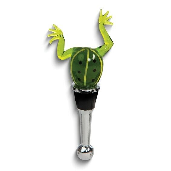 NEW Handcrafted Glass Green Stopper Bottle Choice Superior Frog