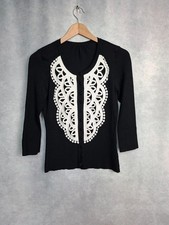 coast black cardigan ?SIZE 8 Ivory Lace Applique, Small Black Cardigan