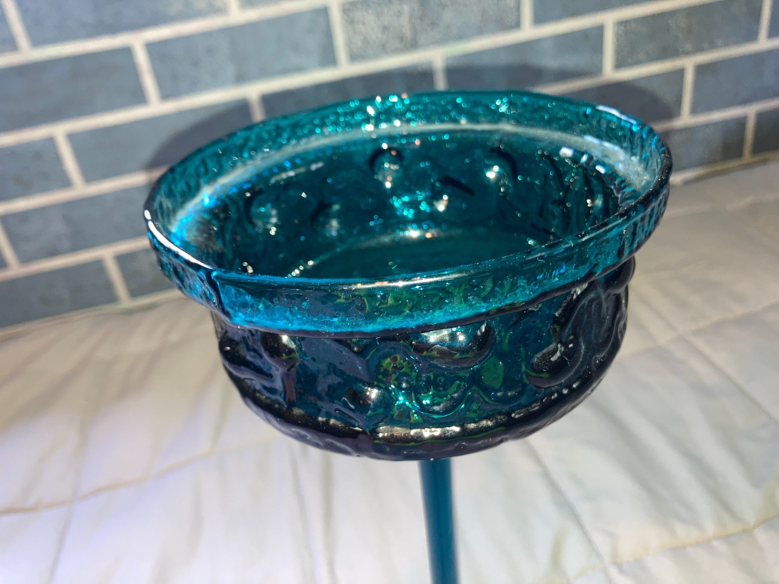 Blenko Wayne Husted Cobalt Candle Vase  14" Tall   MCM Vintage  NICE!