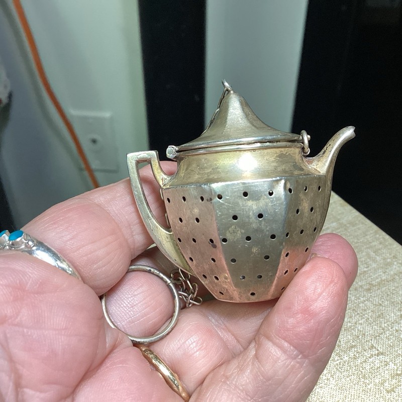 Vintage Sterling Silver Teapot Tea Infuser Strainer
