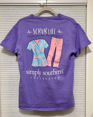 Simply Southern The Scrub Life tee shirt lavender purple women s medium