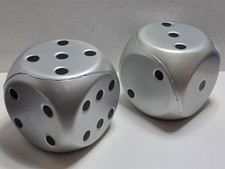 Giant Foam Dice Large 6" Silver Pair Of Gambling Die Indoor/Outdoor Games New