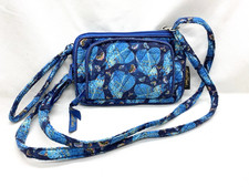 Laurel Burch Small Crossbody Wristlet Wallet Purse Blue Cats Butterflies