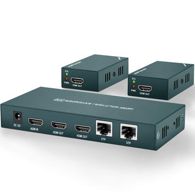 HDMI Extender Splitter 1x2, HD1080P@60Hz & 3D Visual, Extending 165ft (50m) L...