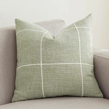 Rustic Lattice Cotton Linen Decorative Throw Pillow Cover Embroidery Square C...