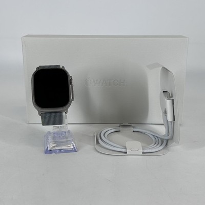 Apple Watch (Ultra) 49mm Titanium (LTE) w/ Green/Gray Trail Loop - Very Good