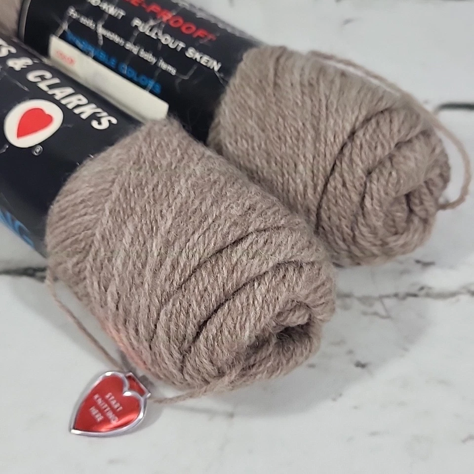 De Colección Corazón Rojo Súper Dedos Hilo Lana Virgen 420 Bronceado Calcetín EE. UU. Lote De 2 Foto 4 de 4