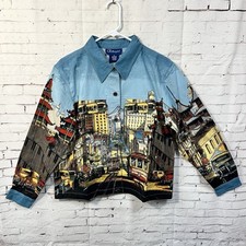 NWT ARTSCAPES Art to Wear SAN FRANCISCO TROLLEY CAR Size MEDIUM M JACKET QVC