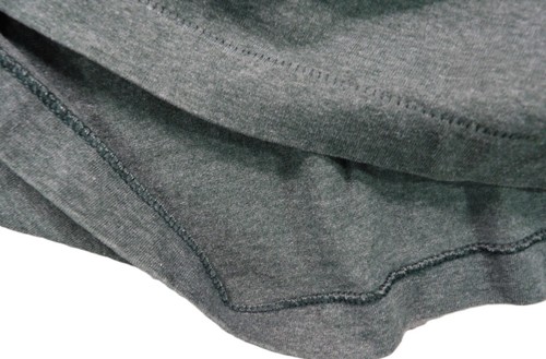 Gray VTG men’s shirt with single stitch detailing and rounded hem, displayed flat with white background.