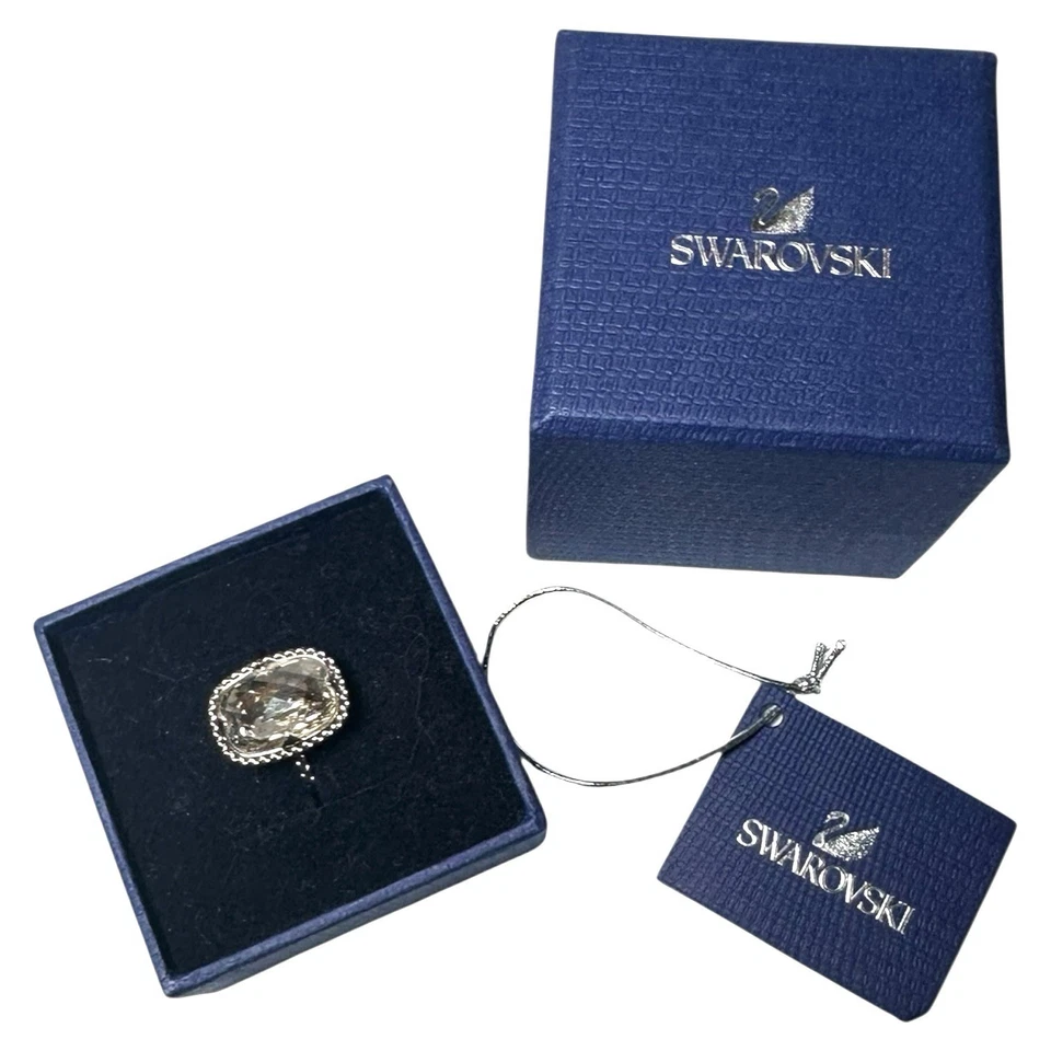 Редкий Swarovski граненый прозрачный камень серебристого тона веревки группы коктейльное кольцо размер 6 новый - Изображение 2 из 4