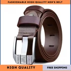 Mens Genuine Leather Belt Belts Real New Buckle For Trouser Jeans Black Brown UK
