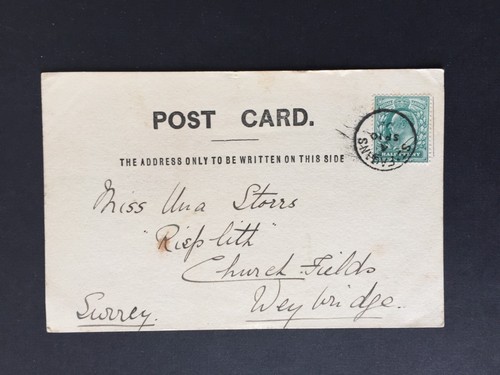 GB 1902 ST FAGANS SINGLE RING POSTMARK ON POSTCARD TO WEYBRIDGE