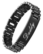 Feraco Magnetic Hematite Bracelets for Men,Titanium Steel 8.66 inches, Daddy