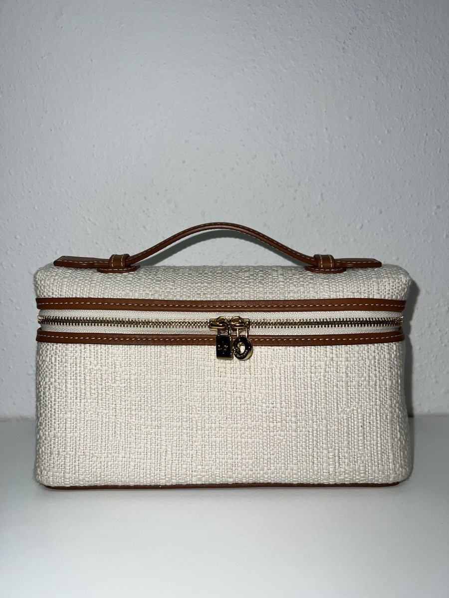 Loro Piana Extra Pocket L19 Brown Leather and Tweed Shoulder Bag