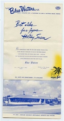 Blue Waters Brochure Atlantic Ave Daytona Beach Florida 1952 Howard Johnson's
