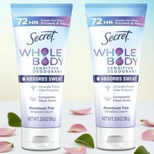 NEW Secret Lot of 2 Whole Body Aluminum Free Deodorant Cream 3oz Clean Scent