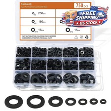 750Pcs Flat Rubber Washers Assortment Kit, 7 Sizes