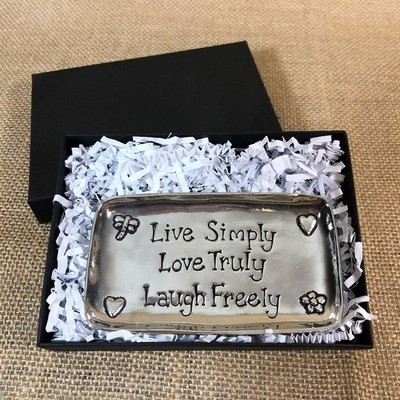 Pewter Tray Gift Box - Basic Spirit - Canada Lead-free - Live Love Laugh - New