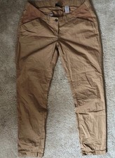Next Maternity Beige Cotton Chinos 12R Ankle Grazer Stretch Comfort Fit Pockets