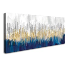 FC3150 Abstract Wall Art Gold and Blue Canvas painting Artwork Painting Print...