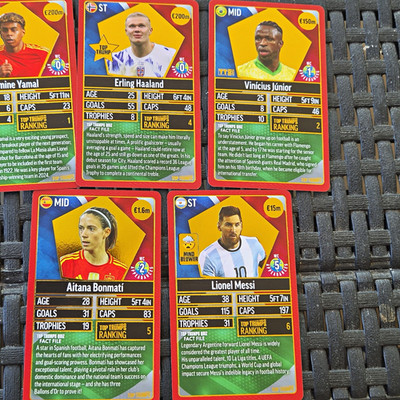 Top Trumps FIFA 2024 Fußball Trading Cards Lot (5) Messi, Haaland, Vinicius