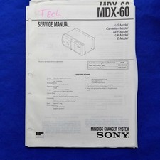 SONY MDX-60 Service Manual Original Paper OEM Repair Guide - USA