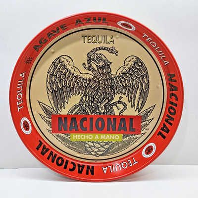 Metal Tequila Bar Tray Nacional Agave Azul 13  Dia. Beer Tray Cocktails Barware