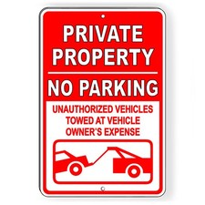 Private Property No Parking Vehicles Towed Metal Sign Or Decal 6 SIZES PP007