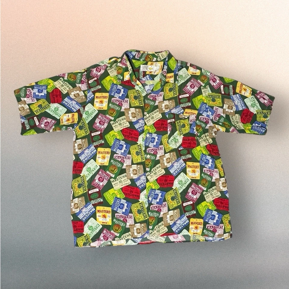 Camisa XXL vintage para hombre Augusta, Golf Shop Masters, Slazenger Badges abotonada Foto 4 de 4