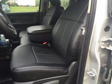 Clazzio Genuine Leather Black Seat Covers For 2019-2026 Ram 1500 Quad Cab
