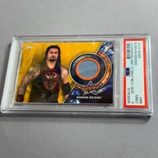 Roman Reigns Mat Relic Gold /10 PSA 9 Event Used 2018 WWE Topps Summerslam 2017