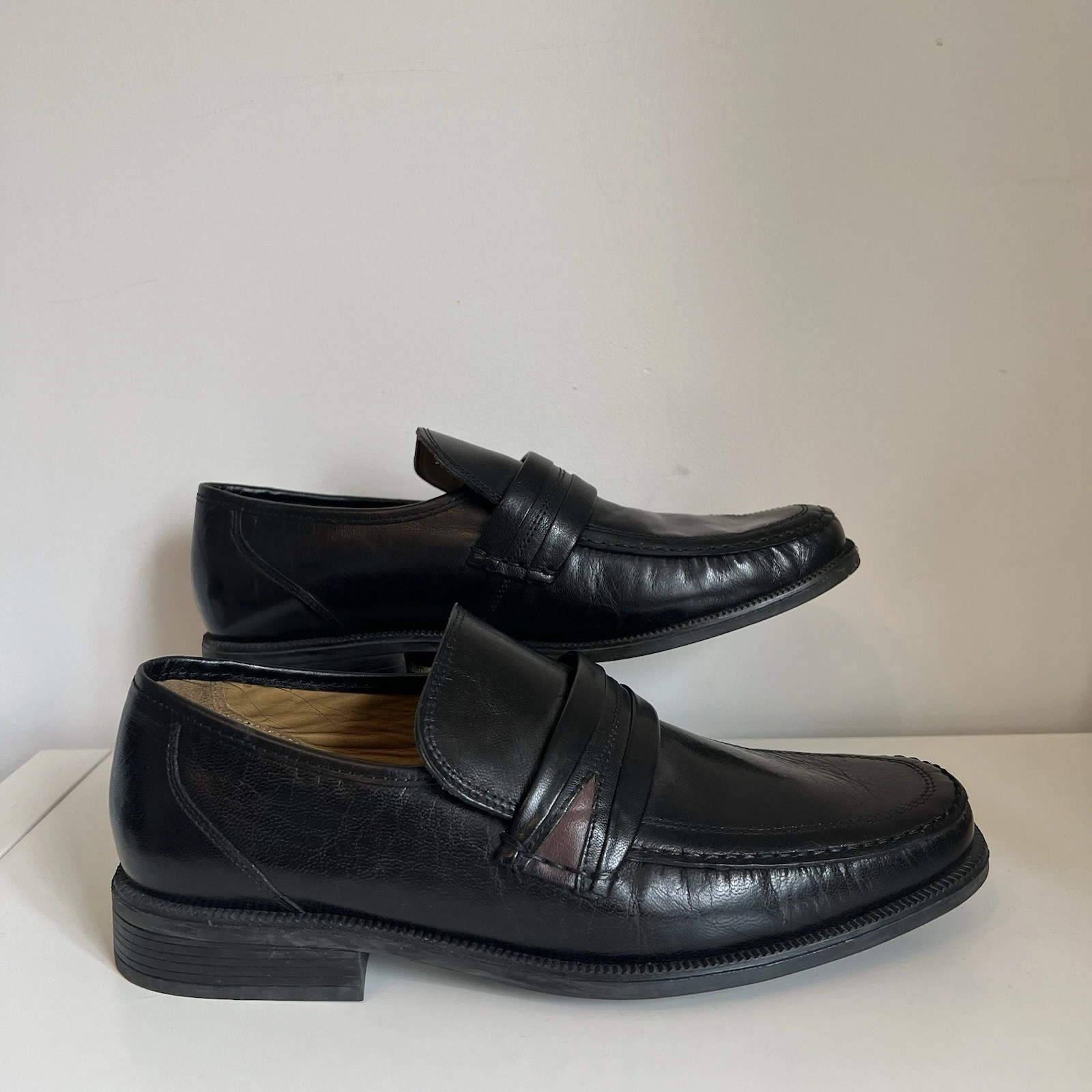 Scarpe Clarks uomo UK 10 mocassini slip on extra larghi in pelle nera buone condizioni