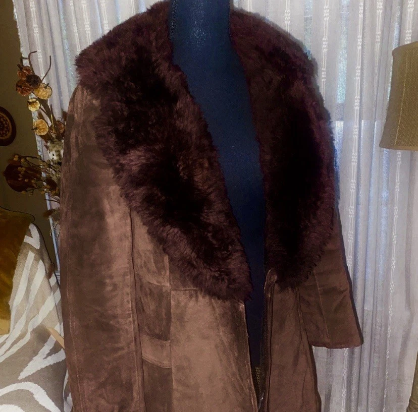 70's Penny Lane Suede and Faux Fur CoatMade in ArgentinaSize: XS - Image 3 of 4