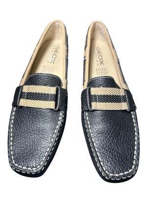 Geox Respira Black Tan Women s Leather Loafers Made In Brazil EU 38 (US 7-7.5)