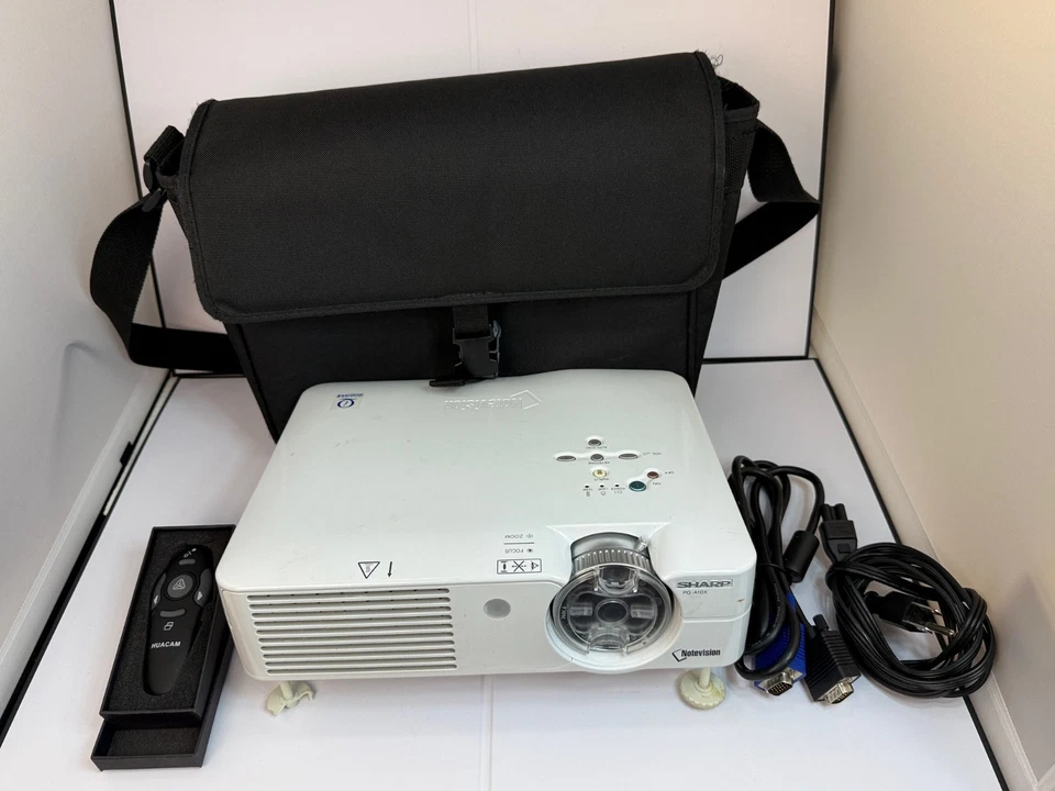 Sharp PG-A10X Projector, Cables, Clicker, Extra Lamp, and case - Image 2 of 3