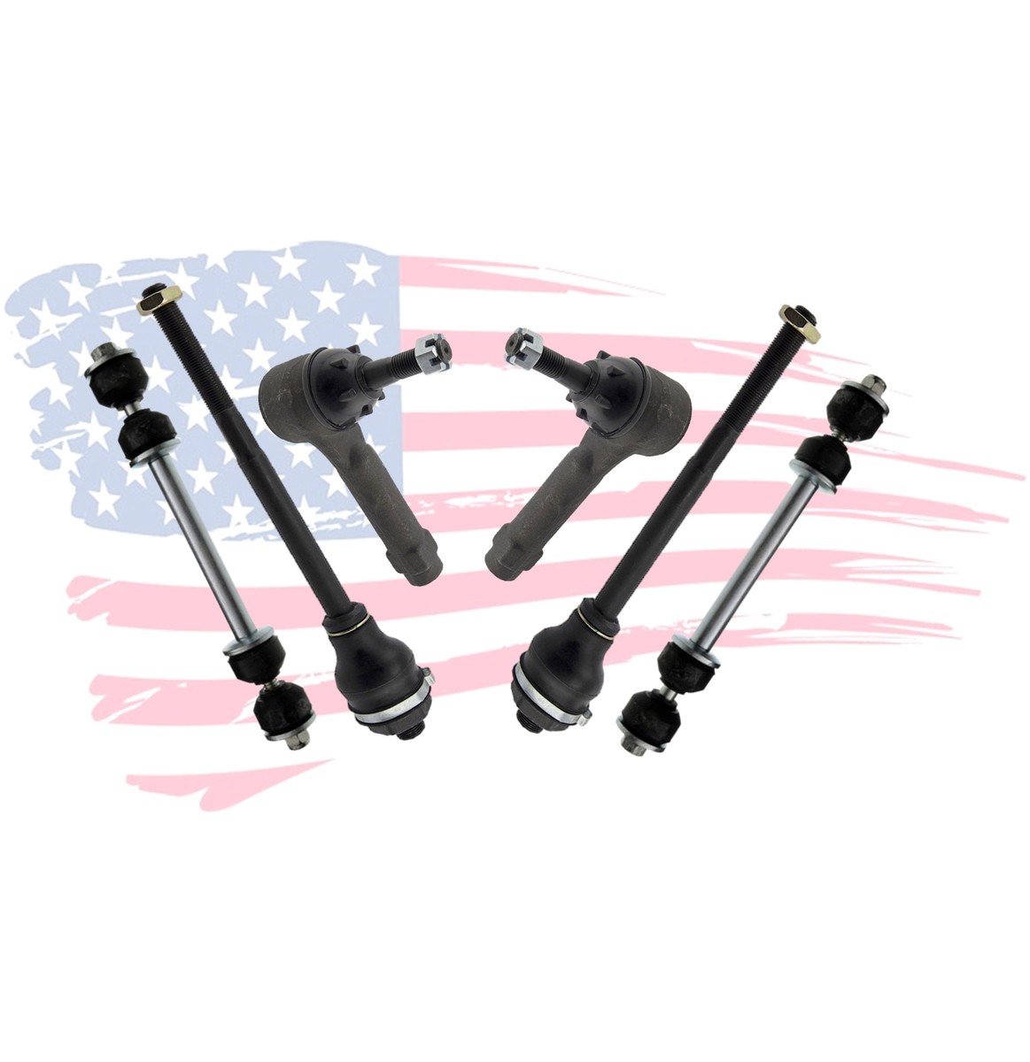 6-Pc Tie Rod Ends & Sway Bar Link Kit For Chevy Silverado, GMC Sierra, Tahoe, Yukon, Escalade – Front Left/Right