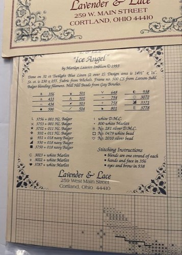 Lot of 4 Lavender & Lace Cross Stitch Charts ICE EARTH HEAVENLY GUARDIAN ANGELS - Picture 5 of 10