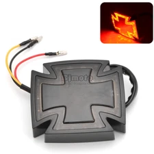 Black Universal Red LED Brake Stop Running Tail Light Lamp For Chopper Bobber