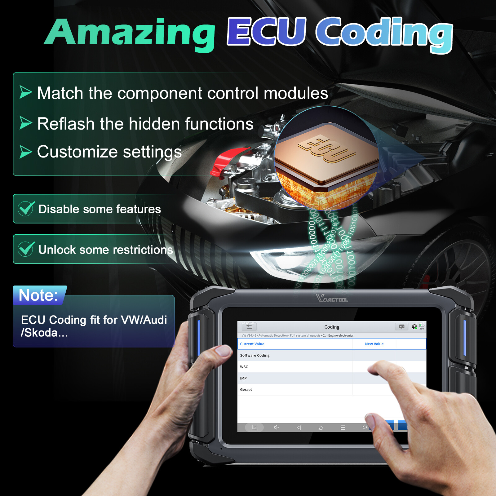 VDIAGTOOL VD70 IMMO All System Diagnostic Scanner Bidirectional EC&U ...