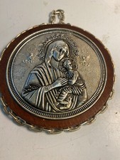 Vintage Greek Icon Of The Blesssdd Mary Holding Baby Jesus MP OY IC XC