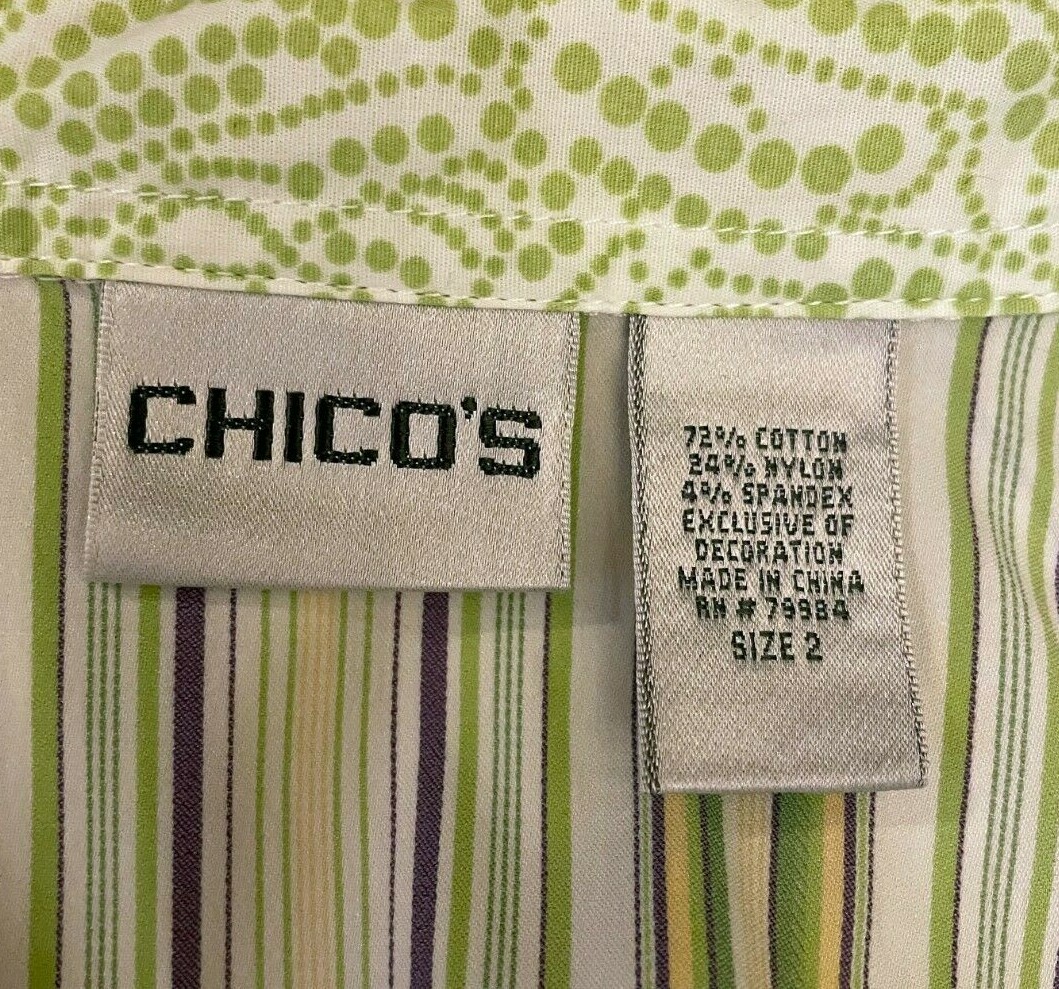 Chico's Womens Button Down Collared Blouse Size 2… - image 2