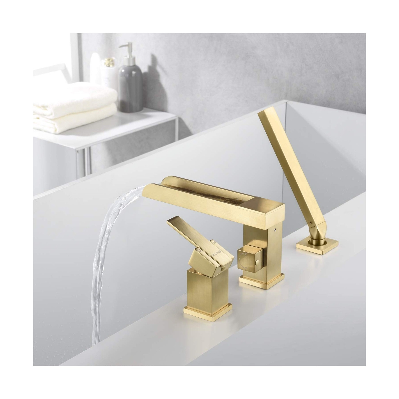 Kruzoo Bathroom Contemporary Waterfall Bathtub Faucet Roman Tub Filler
