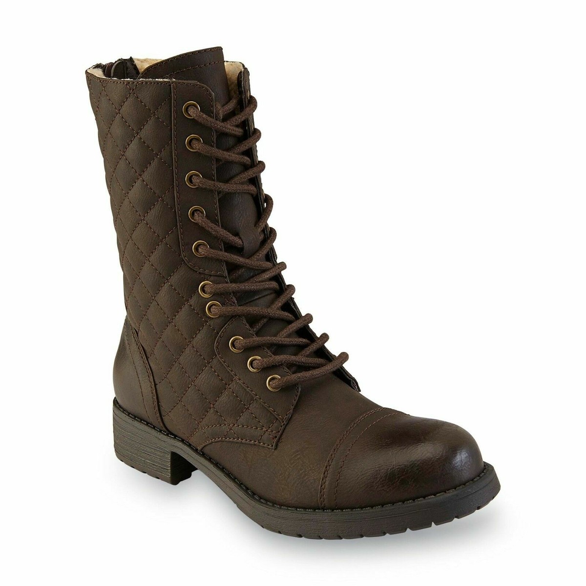 Joe Boxer Women's Atlas Brown Quilted Mid-Calf Fashion Combat