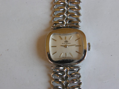 BUCHERER-HANDAUFZUG-ARMBAND-SIGNIERT AUF ZIFFERBLATT, GEHÄUSE, MECHANISCH-RAR