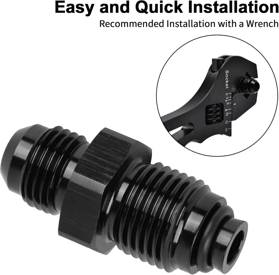 2Pcs 6AN AN6 Flare To 10AN AN10 ORB Male Fuel Rail O-Ring Fitting Adapter Black - Foto 2