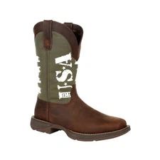 Durango Men's Rebel Army Green USA Print Square Toe Boot DDB0313