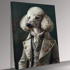 White Poodle Dog Human in Clothes  Canvas Wall Art Picture Print Ready To Hang
