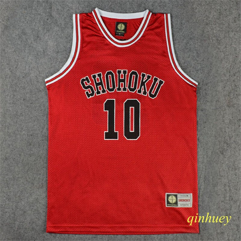 Slam Dunk Sakuragi No.10 Disfraz de Baloncesto SHOHOKU Jersey Chaleco Juegos con disfraces Entrenamiento